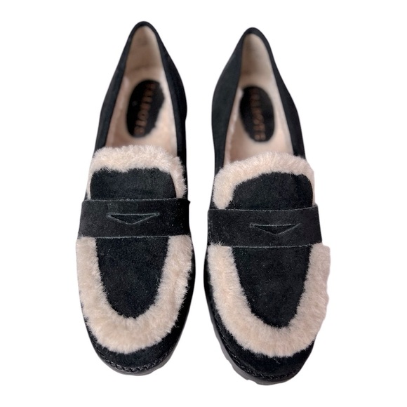 NWOB Talbots Cassidy Suede Sherpa Lined Loafers Black Size